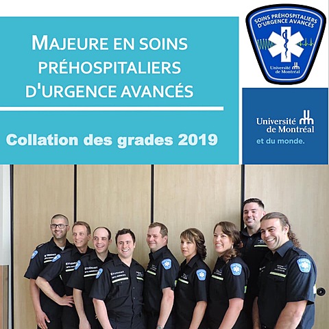 Graduation de la 2e cohorte de la majeure en soins préhospitaliers d’urgence avancés de la faculté de médecine de l’Université de Montréal.