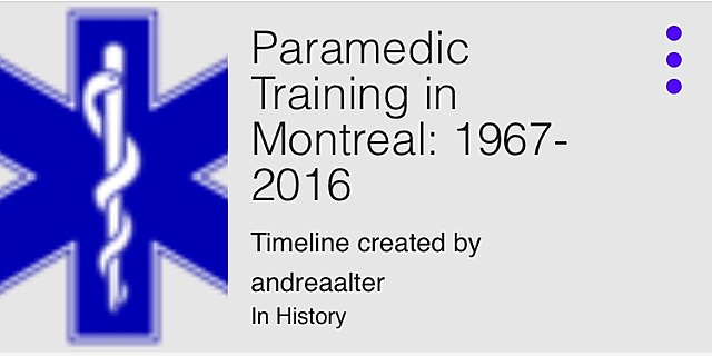 Timeline 1967 à 2016 de Andreaalter sur la formation des soins préhospitaliers d’urgence au Québec.