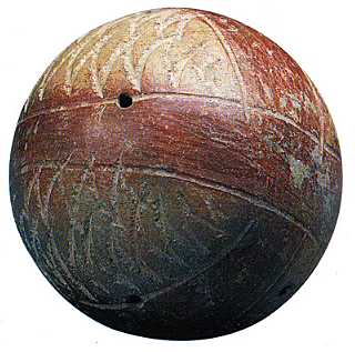 Pelota de hule mesoamericana.