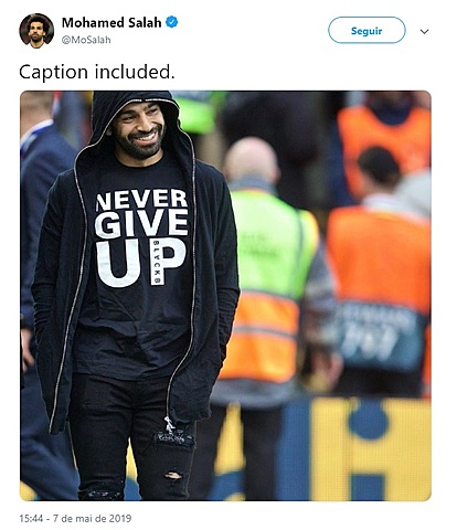 Salah posta foto no Twitter confiante na virada sobre o Barça