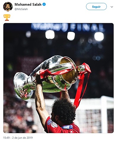 Salah comemora título da Champions no Twitter