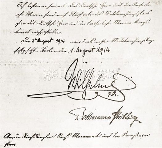 Official outbreak of World War I. Germany declares war on Russia.