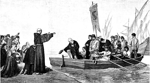 Colón sale del puerto de Palos