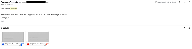 Envio proposta de acordo