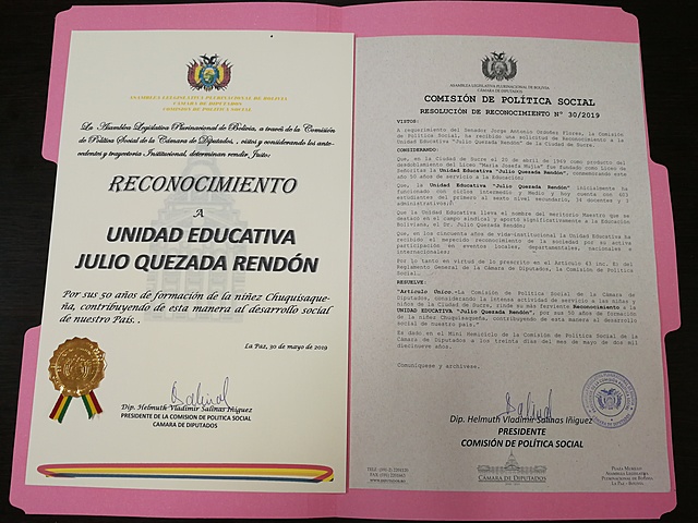 RECONOCIMIENTO  DE LA ASAMBLEA LEGISLATIVA PLURINACIONAL DE BOLIVIA CÁMARA DE DIPUTADOS COMISIÓN DE POLÍTICA SOCIAL