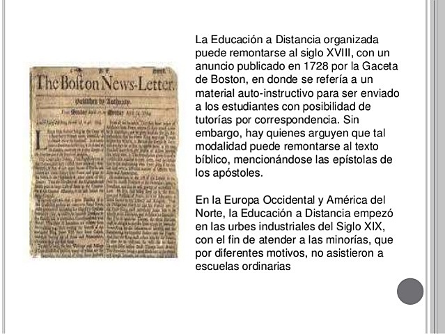 Aparición de a educación por correspondencia