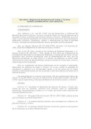 Se publica el Reglamento de Agencia de Viaje