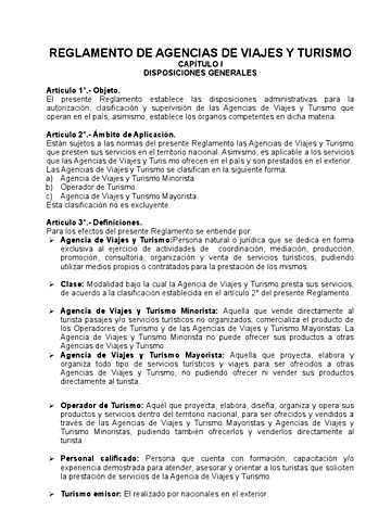 Reglamento de Agencias de Viajes