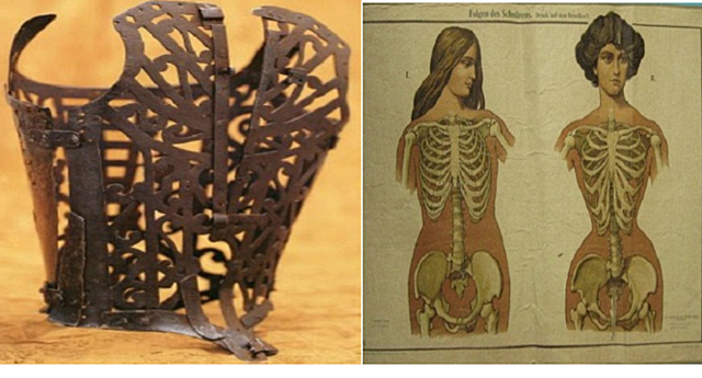 El corsé y la fina silueta muy marcada 1860