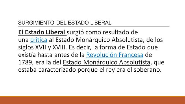 SURGE EL ESTADO LIBERAL