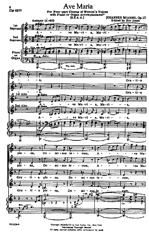 "Ave Maria, Op. 12" Johannes Brahms