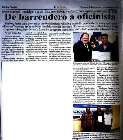 Reconocimiento por parte del Lic. Eduardo Espinosa Abuxapqui