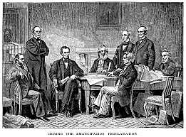 Lincoln issues the proclamation of emancipation.