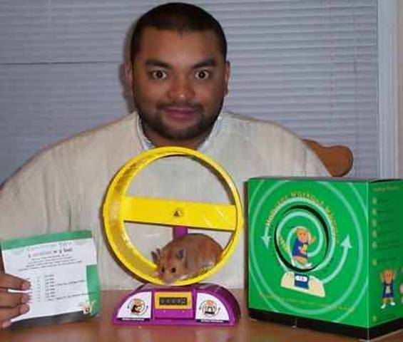 Kevin Woolfolk invented the hamster workout wheel