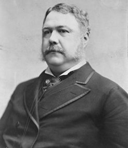 Chester Arthur takes over the Presidency.
