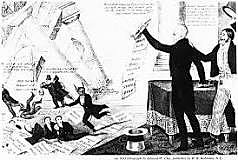 President Andrew Jackson forces the Bank to close