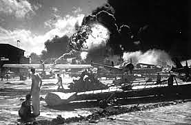 Pearl Harbor is bombarded by Japan. Hitler declares war to the USA.