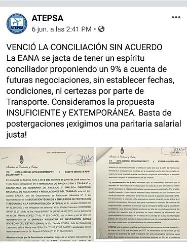 EANA OFRECE UN 9% INCREMENTO SALARIAL.