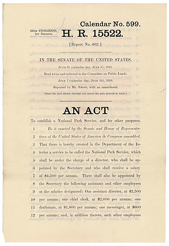 Estados Unidos, National Park Service Act