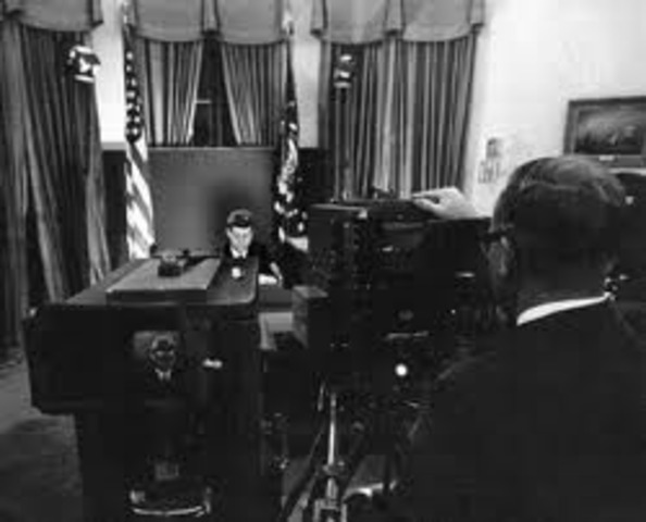 Kennedy announces the blockade and tells Soviet Union to withdraw weapons.