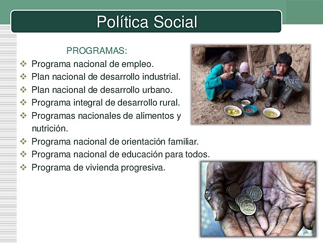 José López Portillo 1982 Programas sectoriales orientados al fomento tanto de la producción como del consumo y a la asistencia directa de los grupos desfavorecidos.