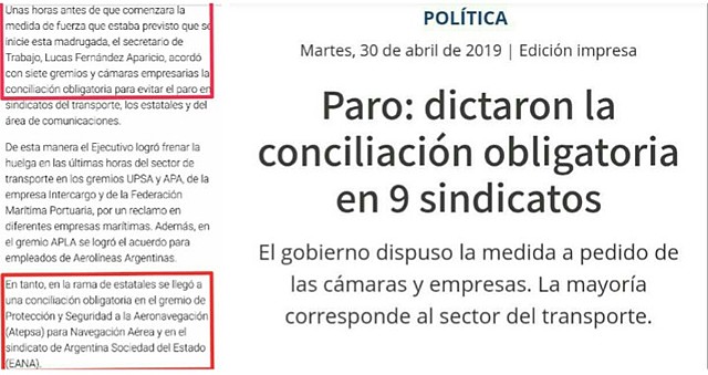 La SECRETARIA DE TRABAJO dicta CONCILIACIÓN OBLIGATORIA