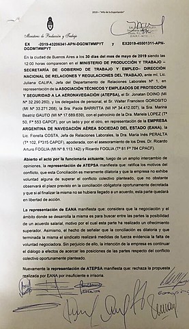 FINALIZA LA CONCILIACIÓN. EANA SIN PROPUESTA