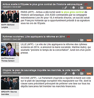 Premier journal Internet en français de l'AFP