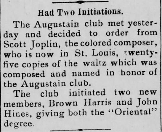 Article indicates Joplin's move to St Louis