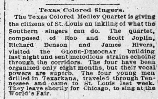 Texas Colored Medley Quartet in St Louis