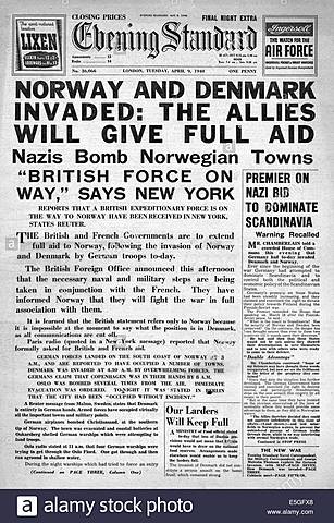 Germany invaded Norway and Denmark.