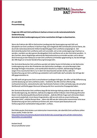 Fragen der AfD nach Sinti und Roma in Sachsen