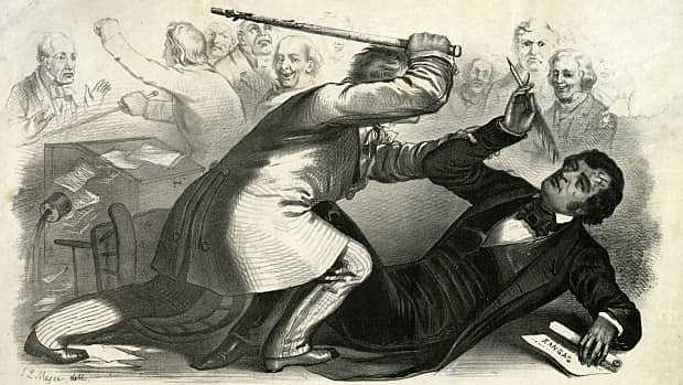 Preston B. Brooks beats Charles Sumner
