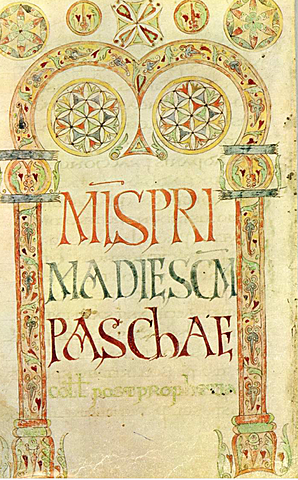 Sacramentaire de Luxeuil(MissaleGothicum) enluminure sur parchemin: Le Vatican, BibliotecaApostolica