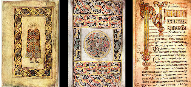 Livre de Durrow, fol.21v: l’homme, symbole de saint Matthieu. Enluminure sur parchemin.