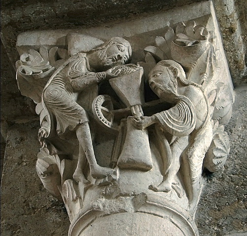 Vézelay. Chapiteau de la nef: le moulin mystique
