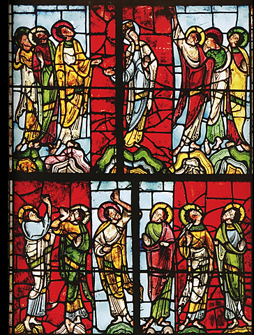 Le Mans, cathédrale Saint-Julien, bas-côté sud, L’ascension: la Vierge et les apôtres