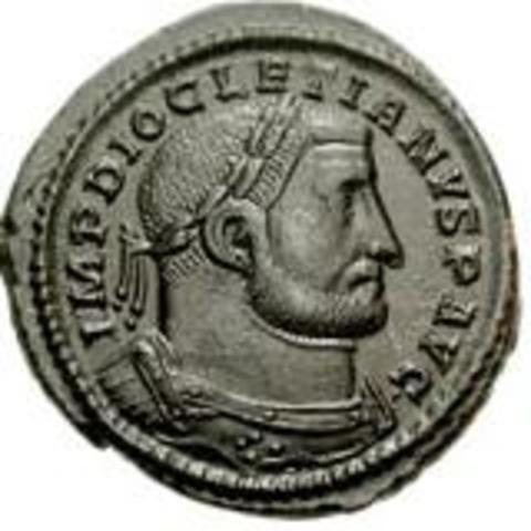 Diocletian divides the empire into four parts and attempts other reforms.