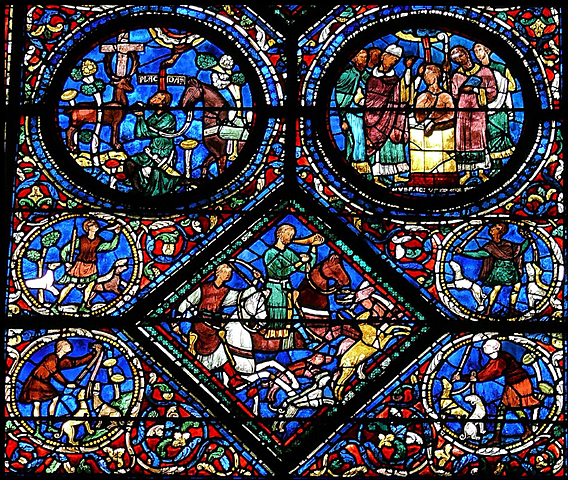 Chartres, Cathédrale Notre-Dame. Verrière de la nef. Vie de saint Eustache