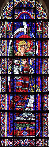 Chartres, Cathédrale Notre-Dame. Verrière de l’abside. Ange à l’encensoir