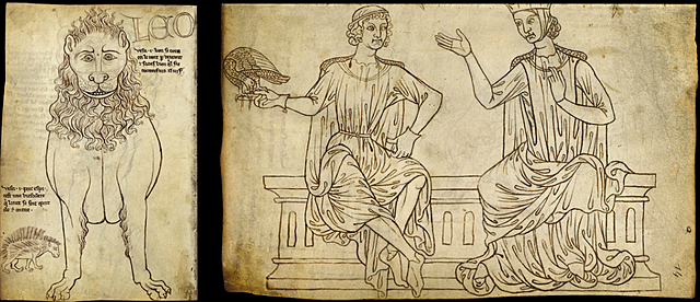 Album de Villard de Honnecourt, Lion et Dame et jeune homme avec un faucon