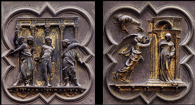 Lorenzo Ghiberti Flagellation et Annonciation, porte nord