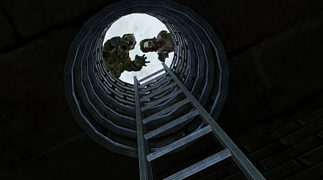 Escaping into the sewers.