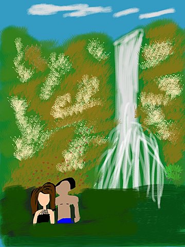 Laura sends Khalid her waterfall drawing