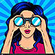 Depositphotos 150821570 stock illustration woman looks through binocular pop