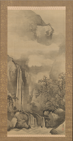 Landscape with Waterfall by Tani Buncho, 1828