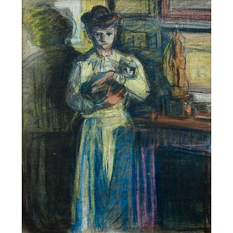 Young Girl with Cat by Achille-Emile Othon Friesz