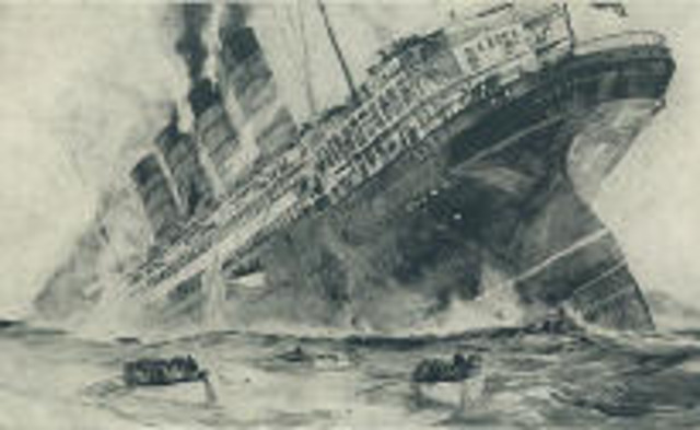 German submarine sank the British ship Lusitania