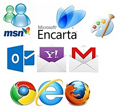Hotmail, MSN, Gmail, Youtube, Google Chrome, Internet Explorer, Yahoo