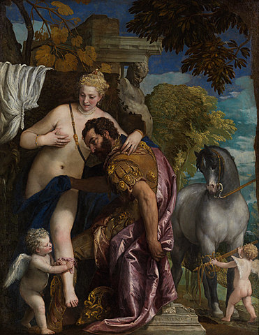 Mars and Venus United by Love. Oil painting by Paolo (Caliari) Veronese (c. 1570)
